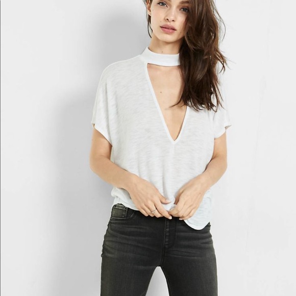Express Tops - Express Slub knit Choker Tee